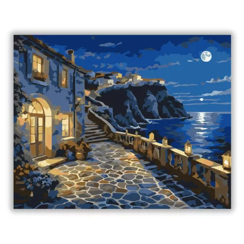 Esti teraszfény - számfestő készlet - Számfestő.hu - 40×50cm - Keretre feszítve