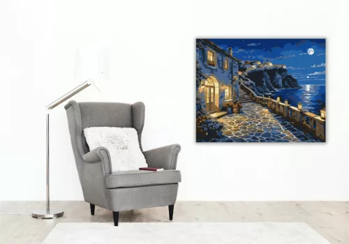 Esti teraszfény - számfestő készlet - Számfestő.hu - 40×50cm - Keretre feszítve