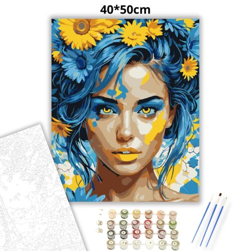 Napraforgós tekintet - számfestő készlet - Számfestő.hu - 40×50cm - Keret nélkül