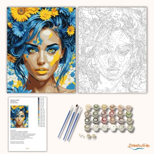 Napraforgós tekintet - számfestő készlet - Számfestő.hu - 40×50cm - Keret nélkül