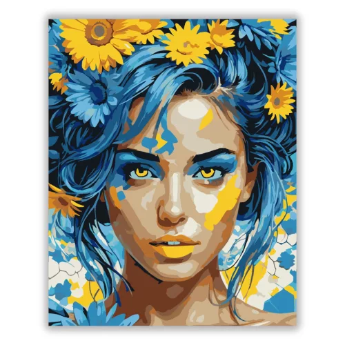 Napraforgós tekintet - számfestő készlet - Számfestő.hu - 40×50cm - Keret nélkül