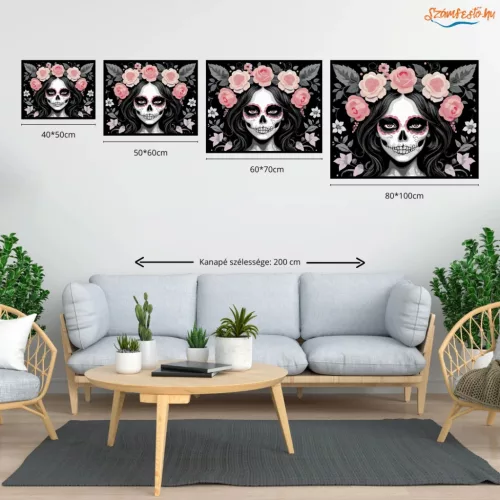 Sötét rózsakoszorú - számfestő készlet - Számfestő.hu - 40×50cm - Keretre feszítve
