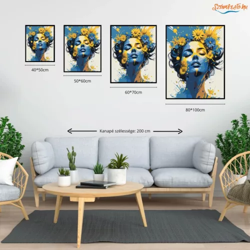 Álomszerű virágkorona - számfestő készlet - Számfestő.hu - 60×70cm - Keretre feszítve