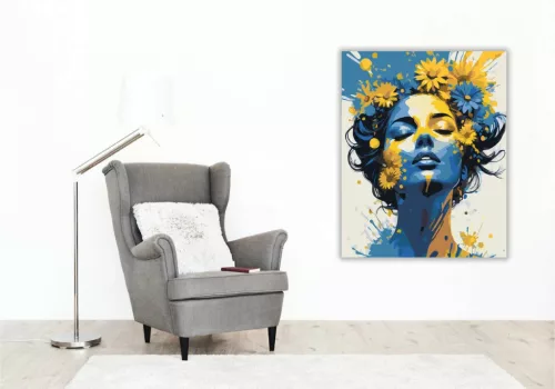 Álomszerű virágkorona - számfestő készlet - Számfestő.hu - 60×70cm - Keretre feszítve