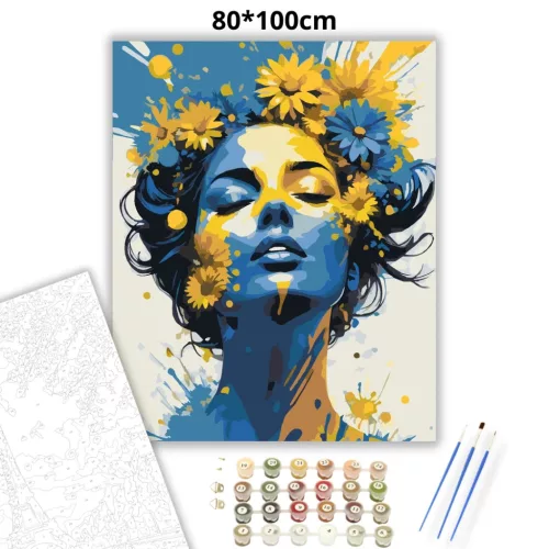 Álomszerű virágkorona - számfestő készlet - Számfestő.hu - 80×100cm - Keretre feszítve