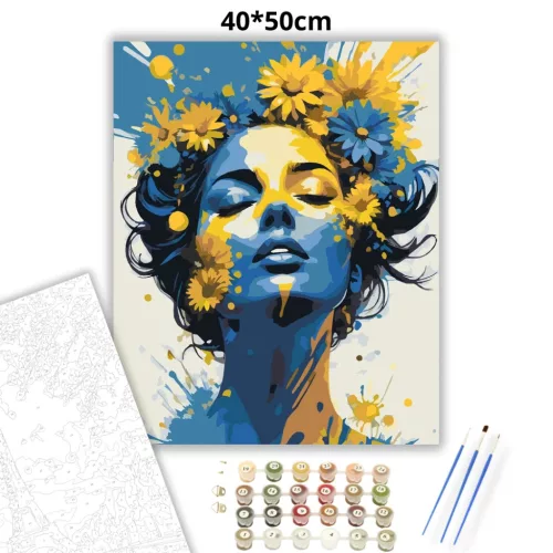 Álomszerű virágkorona - számfestő készlet - Számfestő.hu - 40×50cm - Keretre feszítve