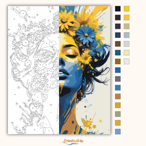 Álomszerű virágkorona - számfestő készlet - Számfestő.hu - 40×50cm - Keretre feszítve