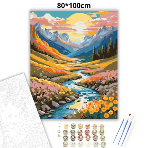 Kanyargó patak - számfestő készlet - Számfestő.hu - 80×100cm - Keret nélkül