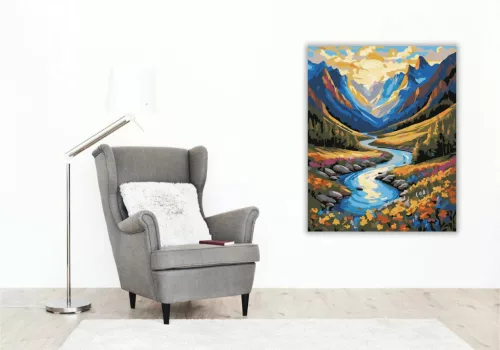 Nyugodt folyókanyar - számfestő készlet - Számfestő.hu - 40×50cm - Keretre feszítve