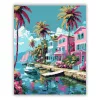 Pasztell vízparti házak - számfestő készlet - Számfestő.hu - 80×100cm - Keret nélkül