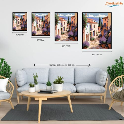 Békés lépcsős utca - számfestő készlet - Számfestő.hu - 50×60cm - Keret nélkül