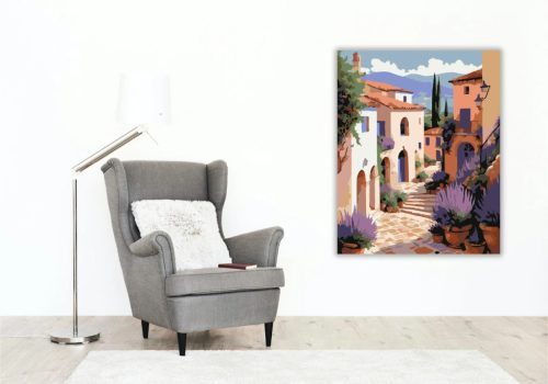 Békés lépcsős utca - számfestő készlet - Számfestő.hu - 50×60cm - Keret nélkül