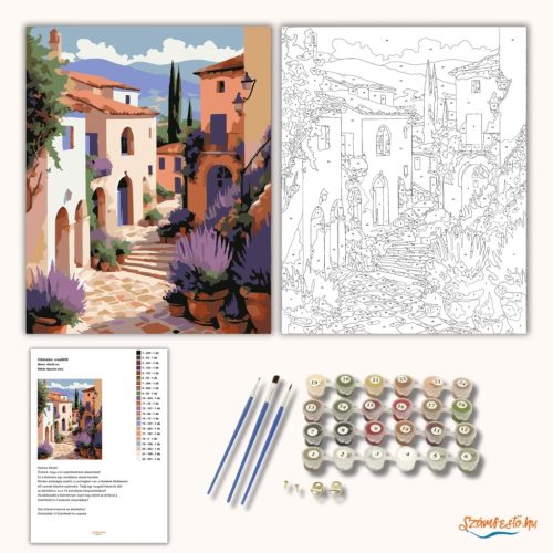 Békés lépcsős utca - számfestő készlet - Számfestő.hu - 40×50cm - Keret nélkül