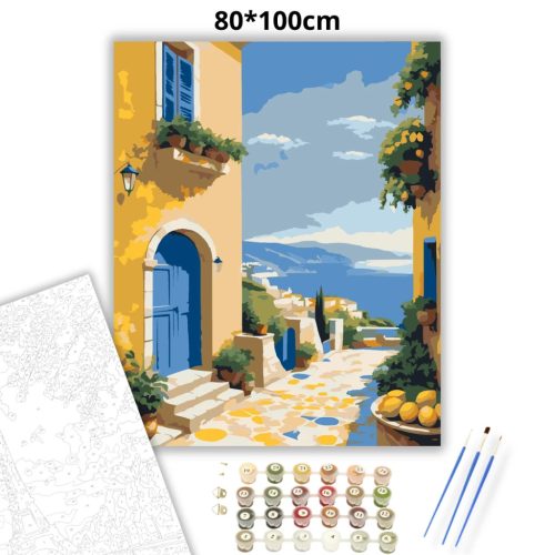 Csendes tengeri öböl - számfestő készlet - Számfestő.hu - 80×100cm - Keretre feszítve