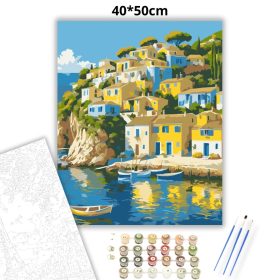 Napsütötte kikötő csendje - számfestő készlet - Számfestő.hu - 40×50cm - Keret nélkül