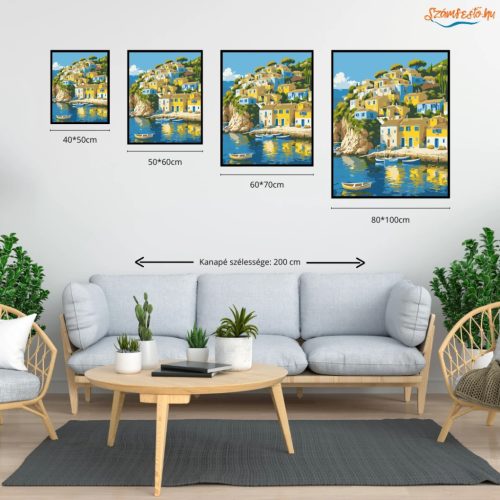 Napsütötte kikötő csendje - számfestő készlet - Számfestő.hu - 40×50cm - Keret nélkül
