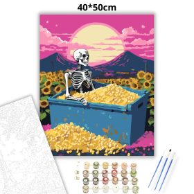 Szürreális csontváz pihenő - számfestő készlet - Számfestő.hu - 40×50cm - Keret nélkül