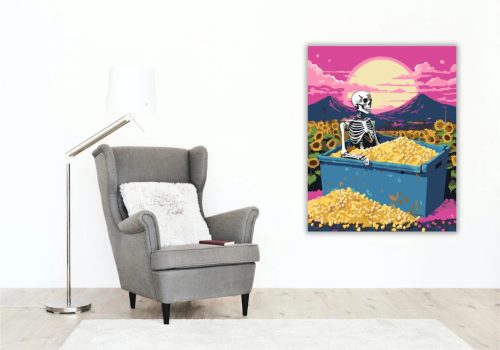 Szürreális csontváz pihenő - számfestő készlet - Számfestő.hu - 40×50cm - Keret nélkül