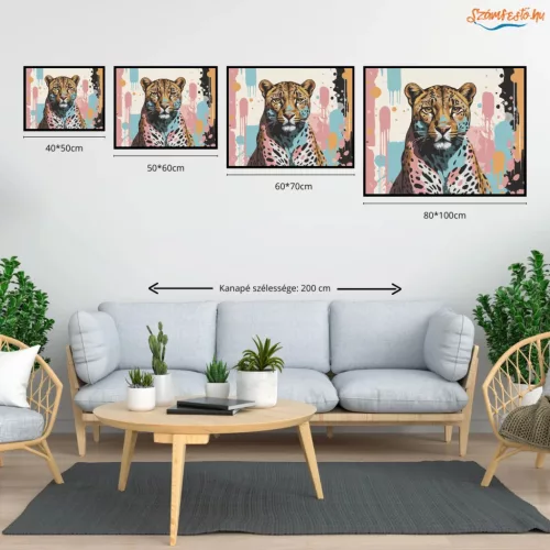 Energikus leopárd tekintet - számfestő készlet - Számfestő.hu - 40×50cm - Keret nélkül