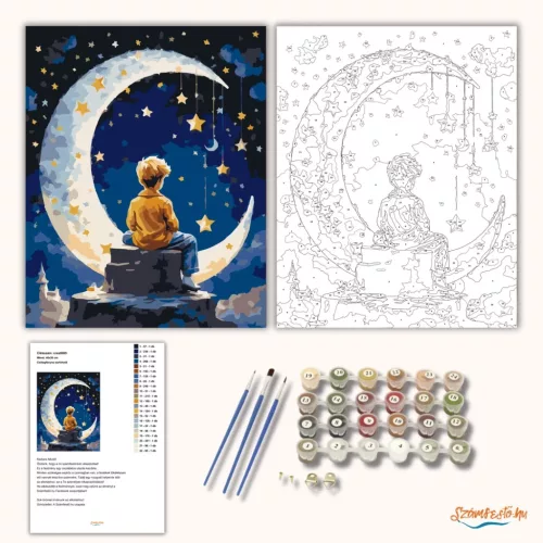 Csillagfényes sarlóhold - számfestő készlet - Számfestő.hu - 60×70cm - Keret nélkül