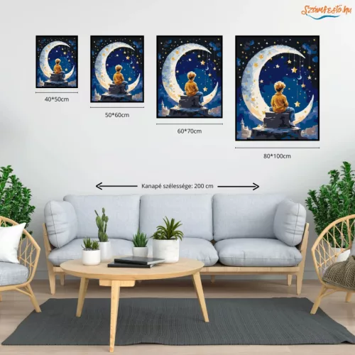 Csillagfényes sarlóhold - számfestő készlet - Számfestő.hu - 60×70cm - Keretre feszítve
