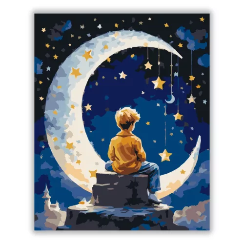 Csillagfényes sarlóhold - számfestő készlet - Számfestő.hu - 80×100cm - Keret nélkül