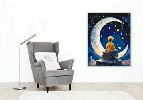 Csillagfényes sarlóhold - számfestő készlet - Számfestő.hu - 40×50cm - Keret nélkül