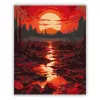 Vöröslő napkorong - számfestő készlet - Számfestő.hu - 40×50cm - Keretre feszítve