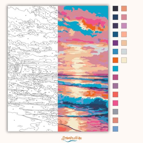 Aranyló fénycsík - számfestő készlet - Számfestő.hu - 40×50cm - Keretre feszítve