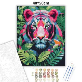 Vibráló tigris tekintete - számfestő készlet - Számfestő.hu - 40×50cm - Keret nélkül
