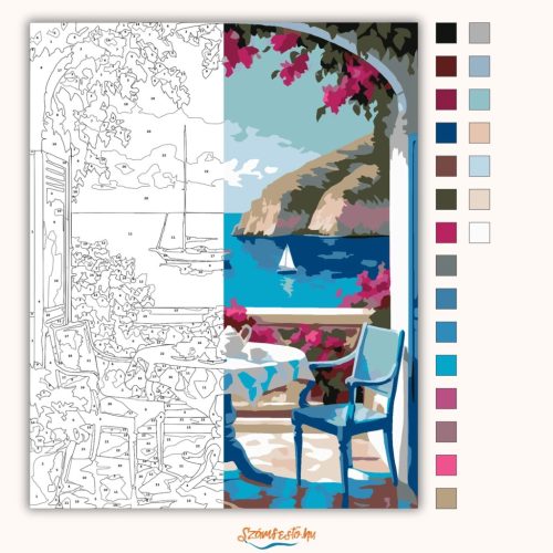 Nyári teázás - számfestő készlet - Számfestő.hu - 60×70cm - Keret nélkül