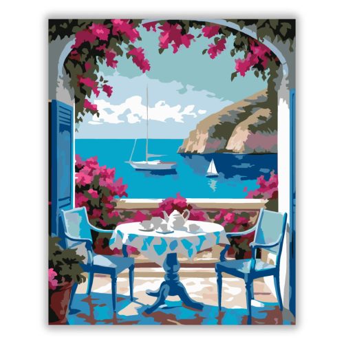 Nyári teázás - számfestő készlet - Számfestő.hu - 60×70cm - Keret nélkül