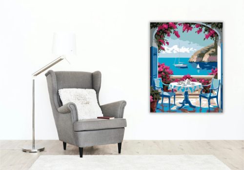 Nyári teázás - számfestő készlet - Számfestő.hu - 60×70cm - Keret nélkül