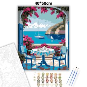 Nyári teázás - számfestő készlet - Számfestő.hu - 40×50cm - Keret nélkül