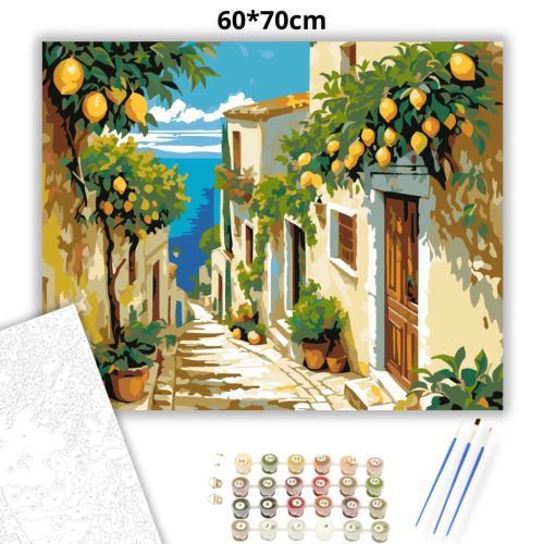 Tengerre néző sikátor - számfestő készlet - Számfestő.hu - 60×70cm - Keretre feszítve