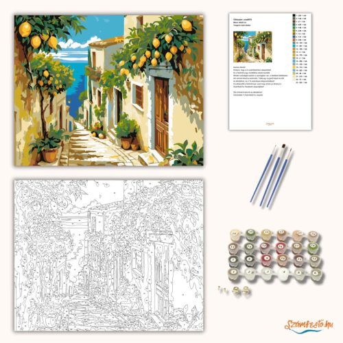 Tengerre néző sikátor - számfestő készlet - Számfestő.hu - 60×70cm - Keretre feszítve