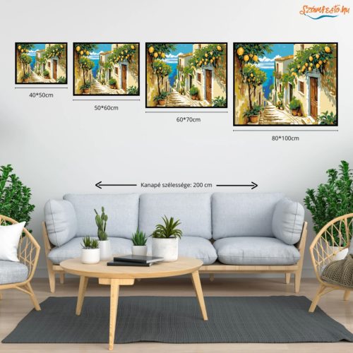 Tengerre néző sikátor - számfestő készlet - Számfestő.hu - 60×70cm - Keretre feszítve