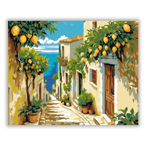 Tengerre néző sikátor - számfestő készlet - Számfestő.hu - 60×70cm - Keretre feszítve