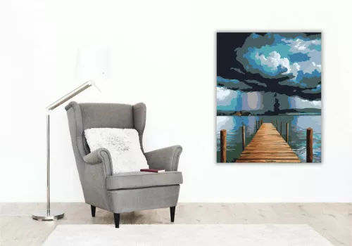 Vihar előtti stég - számfestő készlet - Számfestő.hu - 60×70cm - Keret nélkül