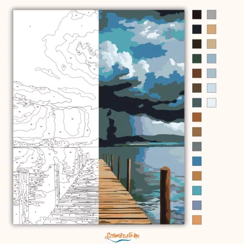 Vihar előtti stég - számfestő készlet - Számfestő.hu - 40×50cm - Keretre feszítve