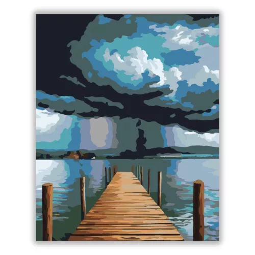 Vihar előtti stég - számfestő készlet - Számfestő.hu - 40×50cm - Keret nélkül