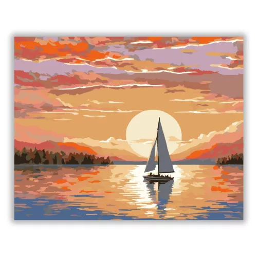 Csendes vitorlás alkonyat - számfestő készlet - Számfestő.hu - 60×70cm - Keret nélkül