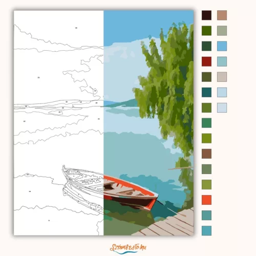 Békés csónakringás - számfestő készlet - Számfestő.hu - 60×70cm - Keretre feszítve