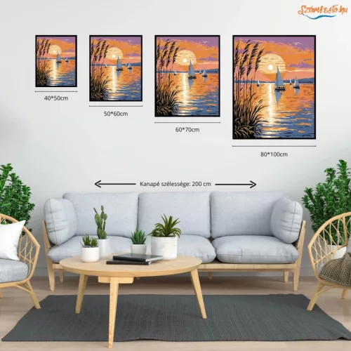 Vitorlások a naplementében - számfestő készlet - Számfestő.hu - 60×70cm - Keret nélkül