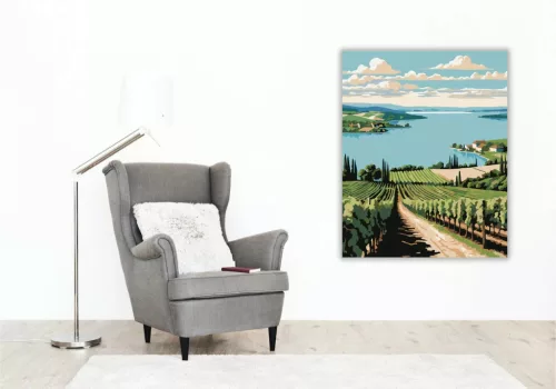 Nyugodt szőlősorok - számfestő készlet - Számfestő.hu - 60×70cm - Keret nélkül
