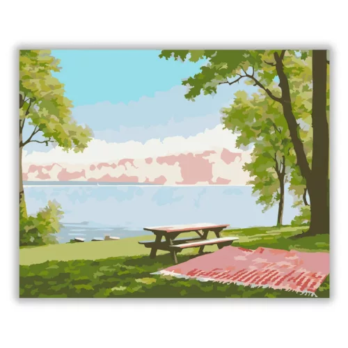 Nyugodt piknikasztal - számfestő készlet - Számfestő.hu - 40×50cm - Keret nélkül