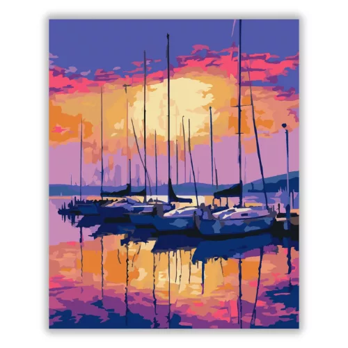 Tükröződő vitorlások - számfestő készlet - Számfestő.hu - 60×70cm - Keretre feszítve