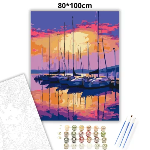 Tükröződő vitorlások - számfestő készlet - Számfestő.hu - 80×100cm - Keret nélkül