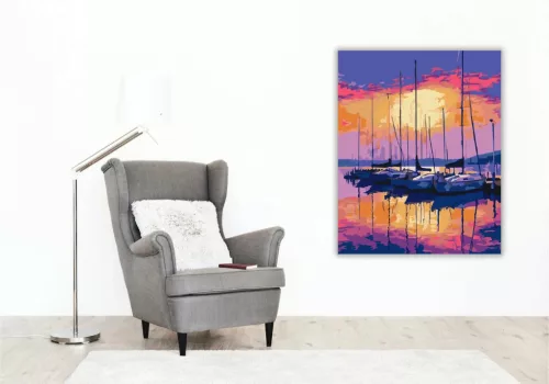 Tükröződő vitorlások - számfestő készlet - Számfestő.hu - 80×100cm - Keret nélkül