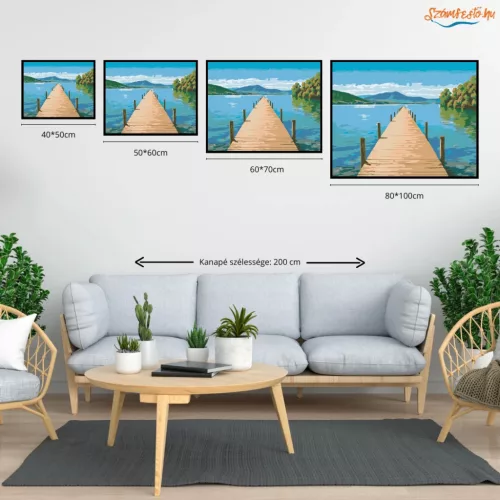 Nyugodt tóparti stég - számfestő készlet - Számfestő.hu - 60×70cm - Keretre feszítve